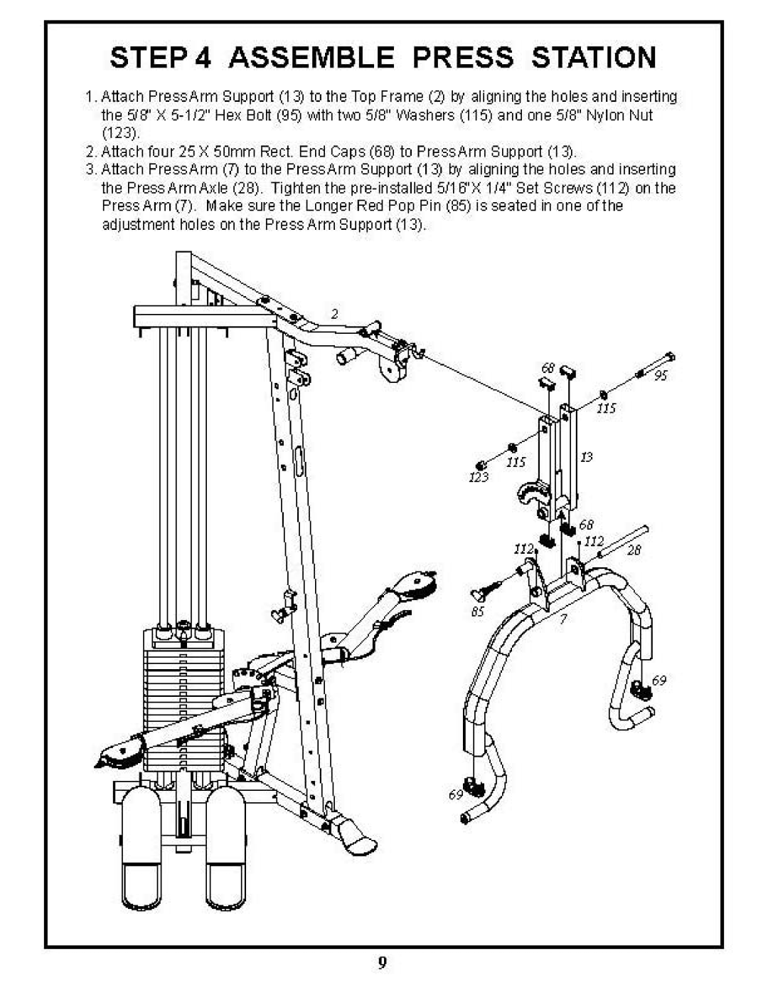 BodyCraft BCG-GX manual Assemble Press Station 