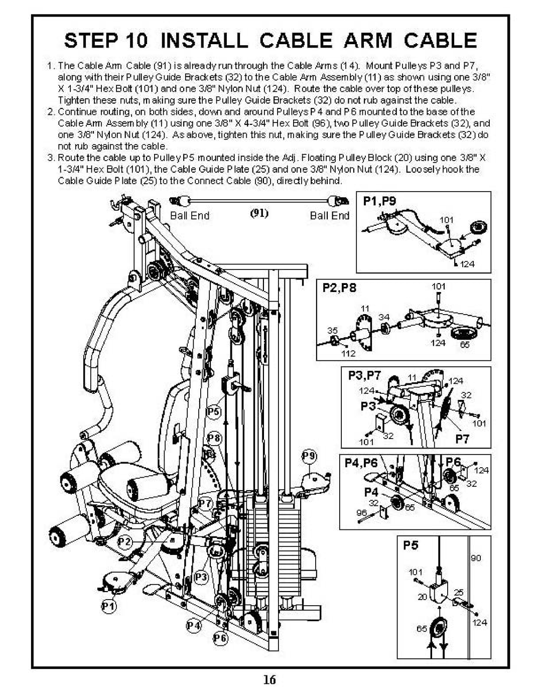 BodyCraft BCG-GX manual ~~~.~~~~~allC.C~!~~~~.,.l!l~, Install Cable ARM Cable 