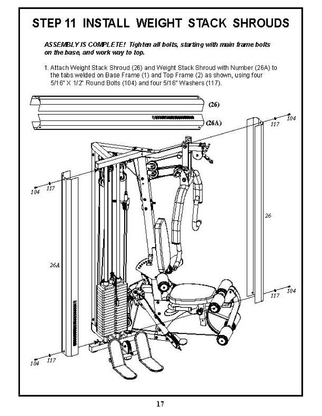 BodyCraft BCG-GX manual Install Weight Stack Shrouds 