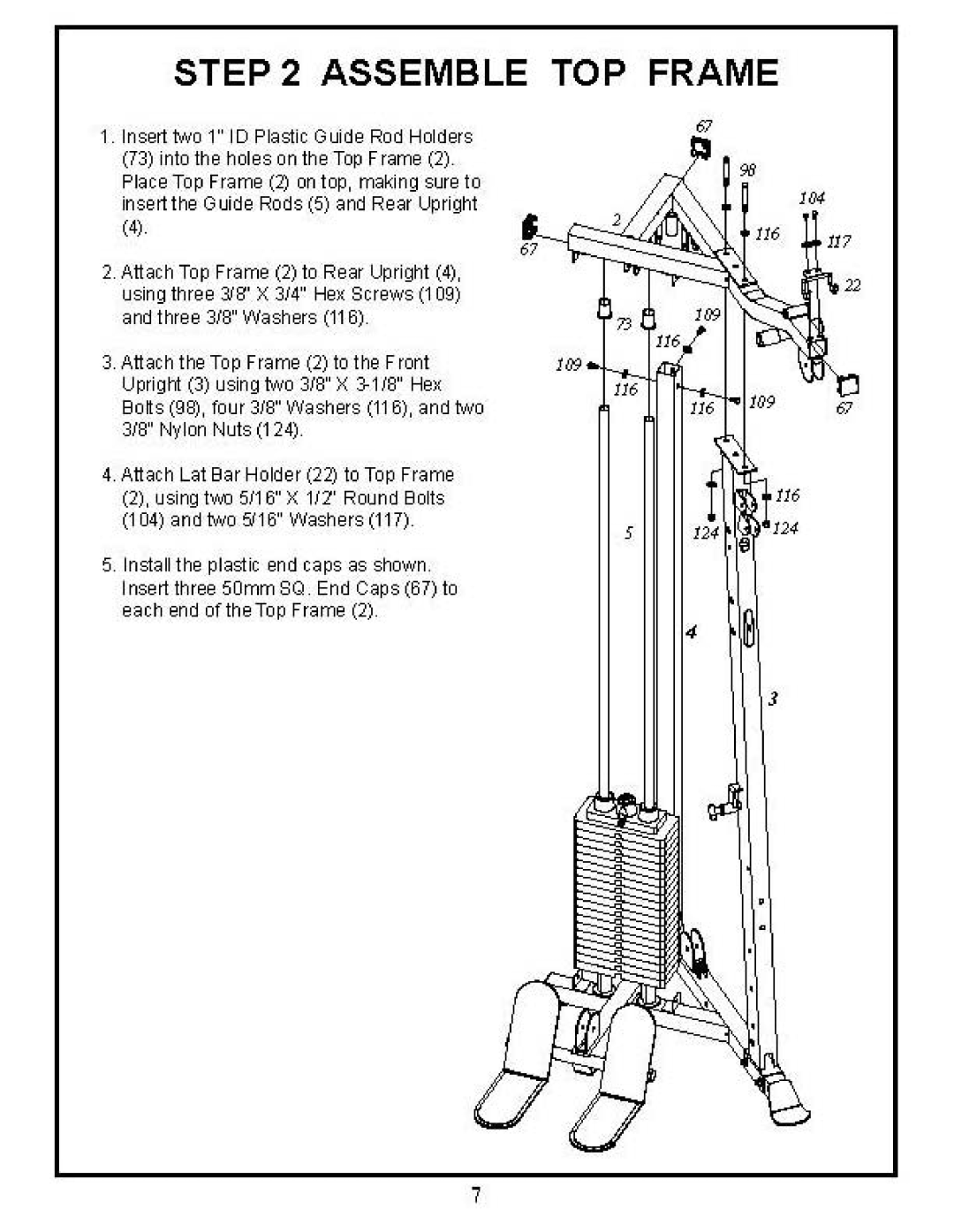 BodyCraft BCG-GX manual Assemble TOP Frame 