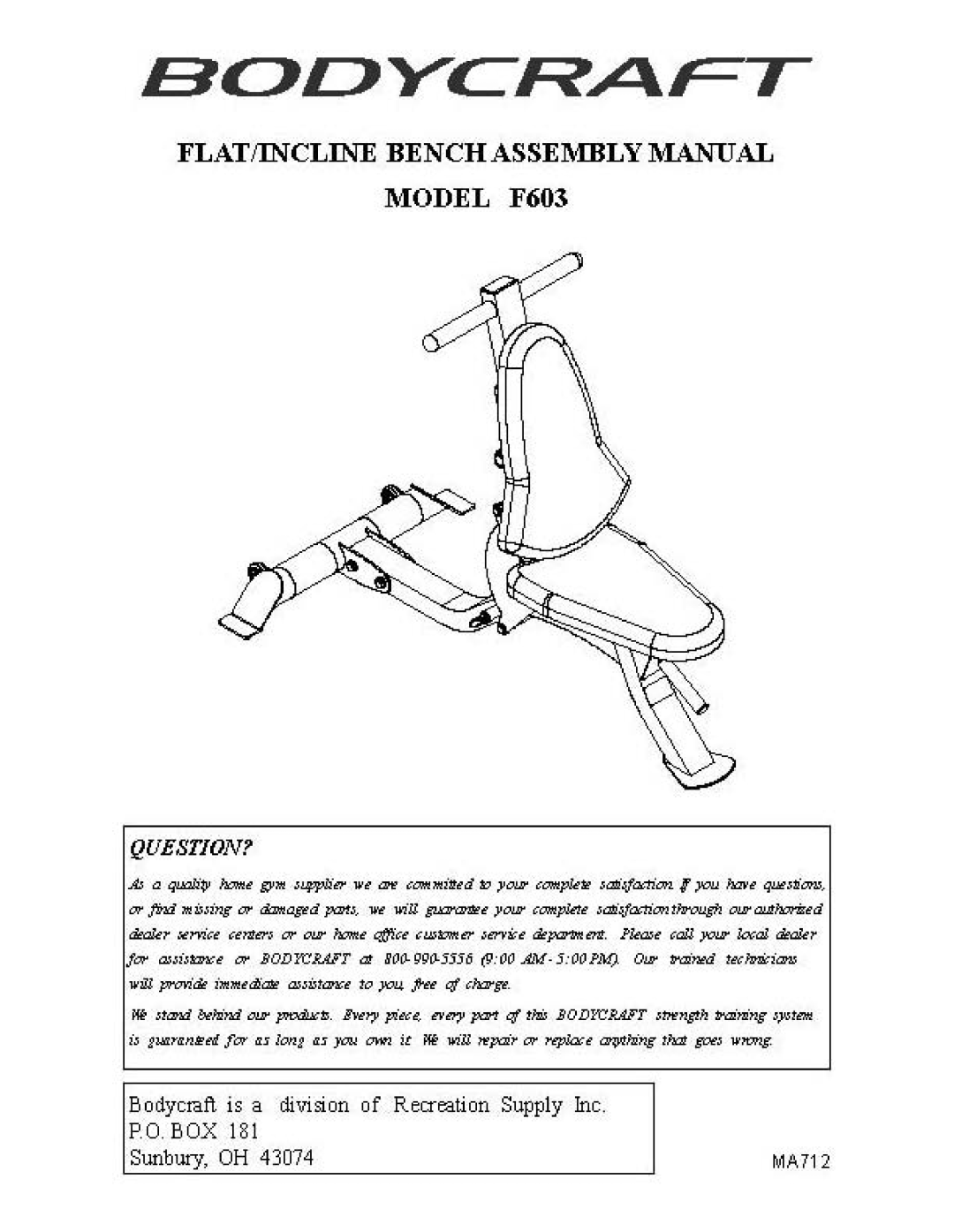 BodyCraft F603 manual Bodycraft 