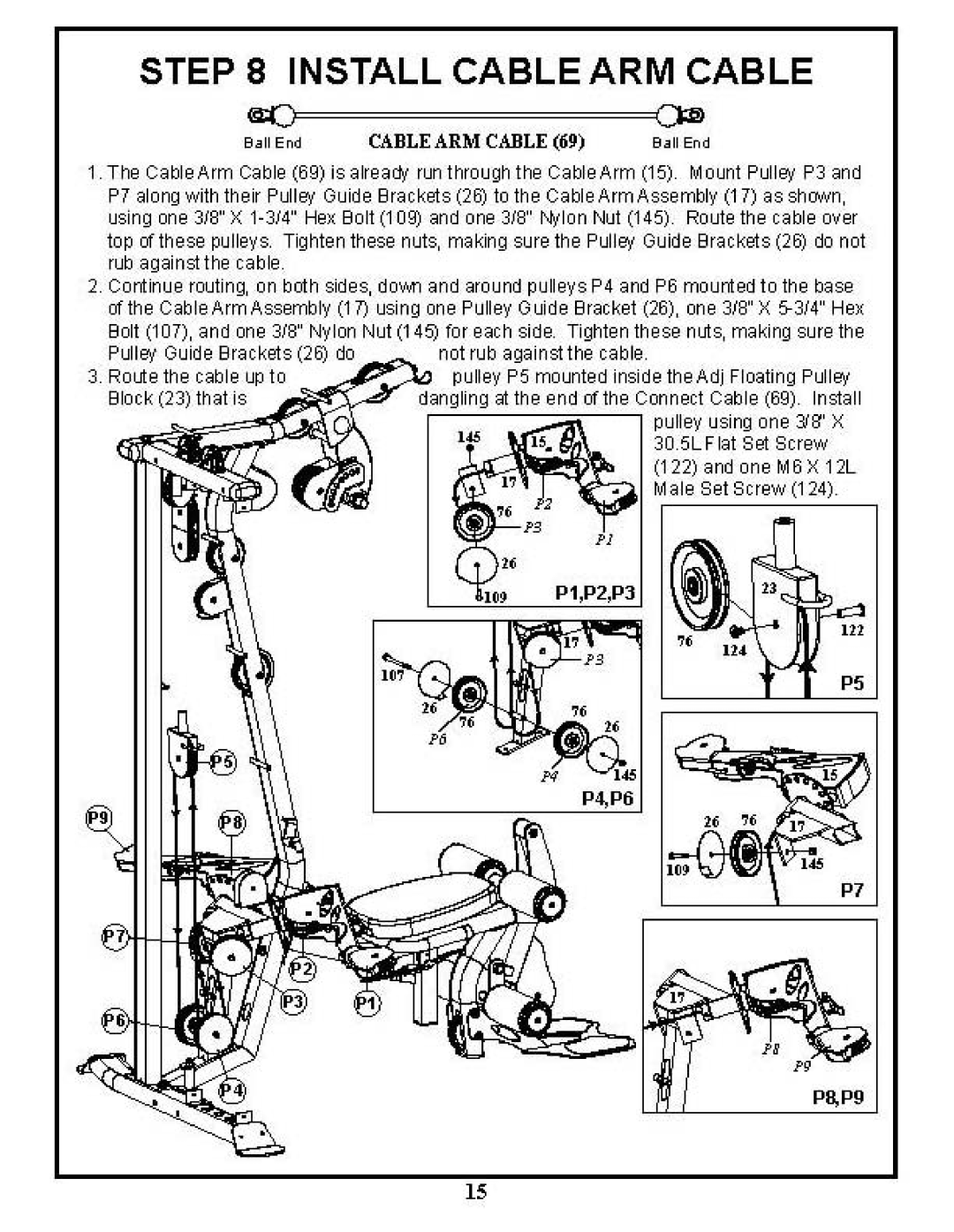 BodyCraft GXP manual Install Cable ARM Cable 