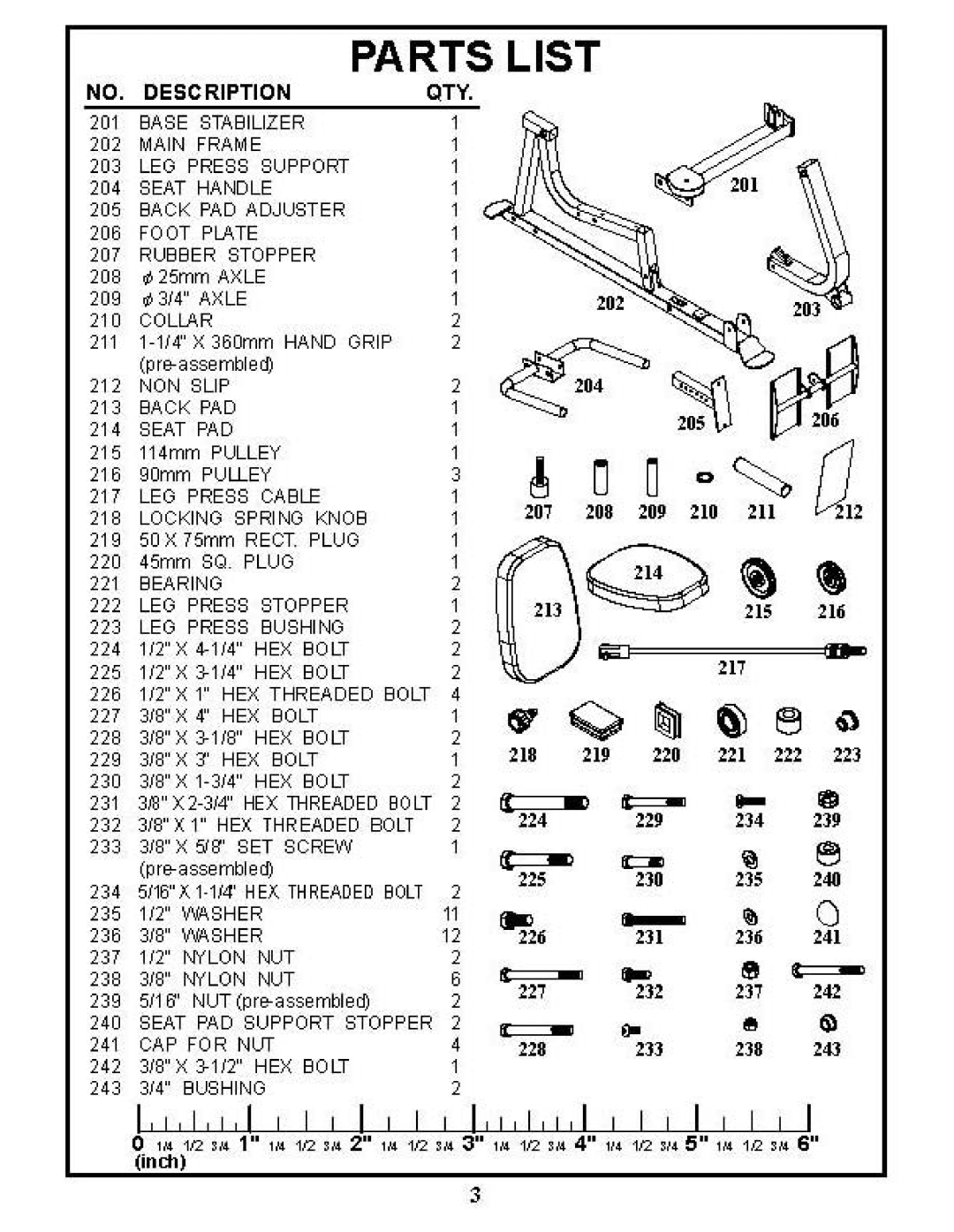 BodyCraft MZ6882 manual Parts List 