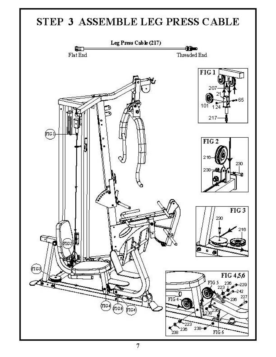 BodyCraft MZ6882 manual Assemble LEG Press Cable 