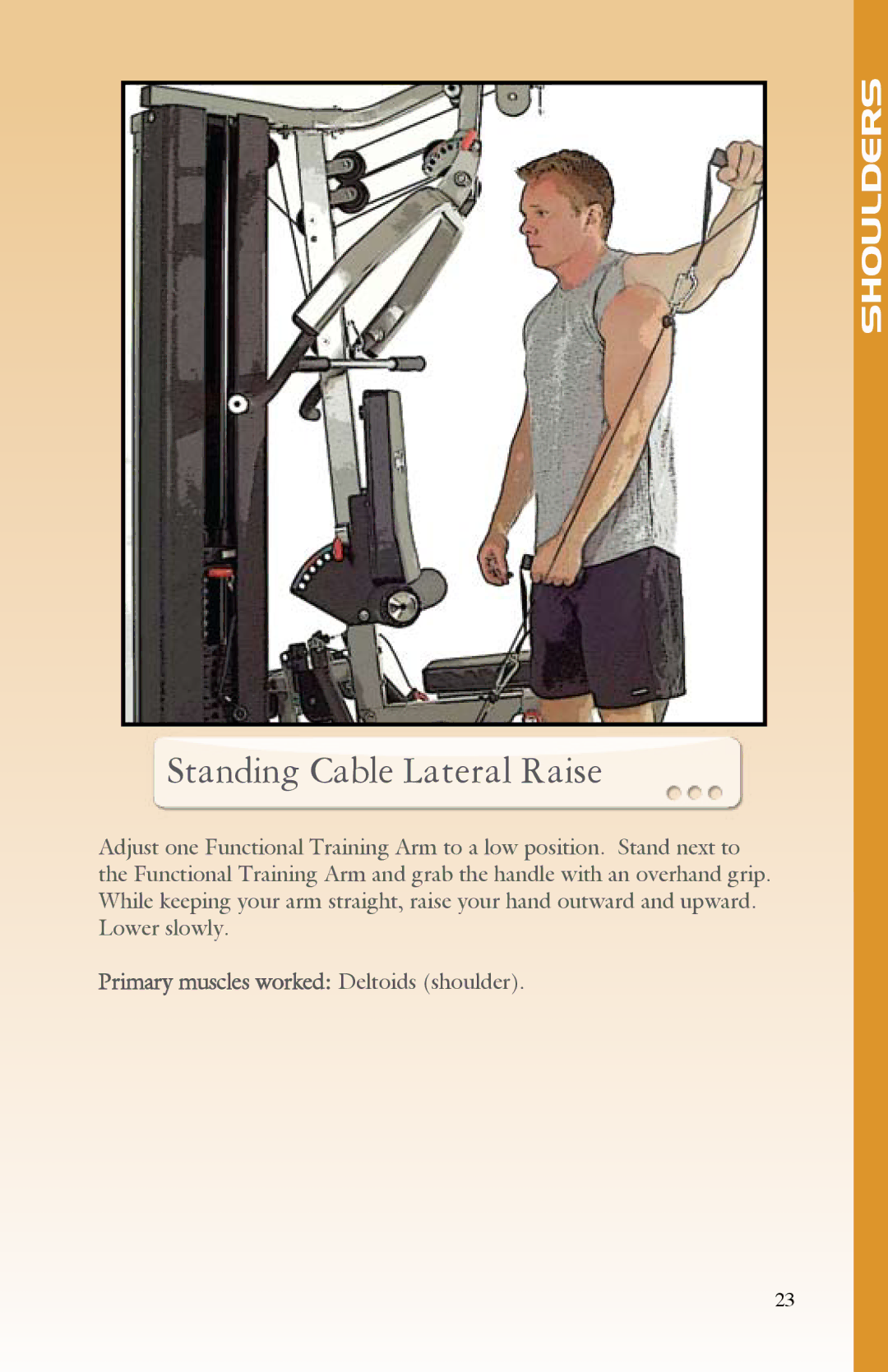 BodyCraft Strength Training System manual Standing Cable Lateral Raise 