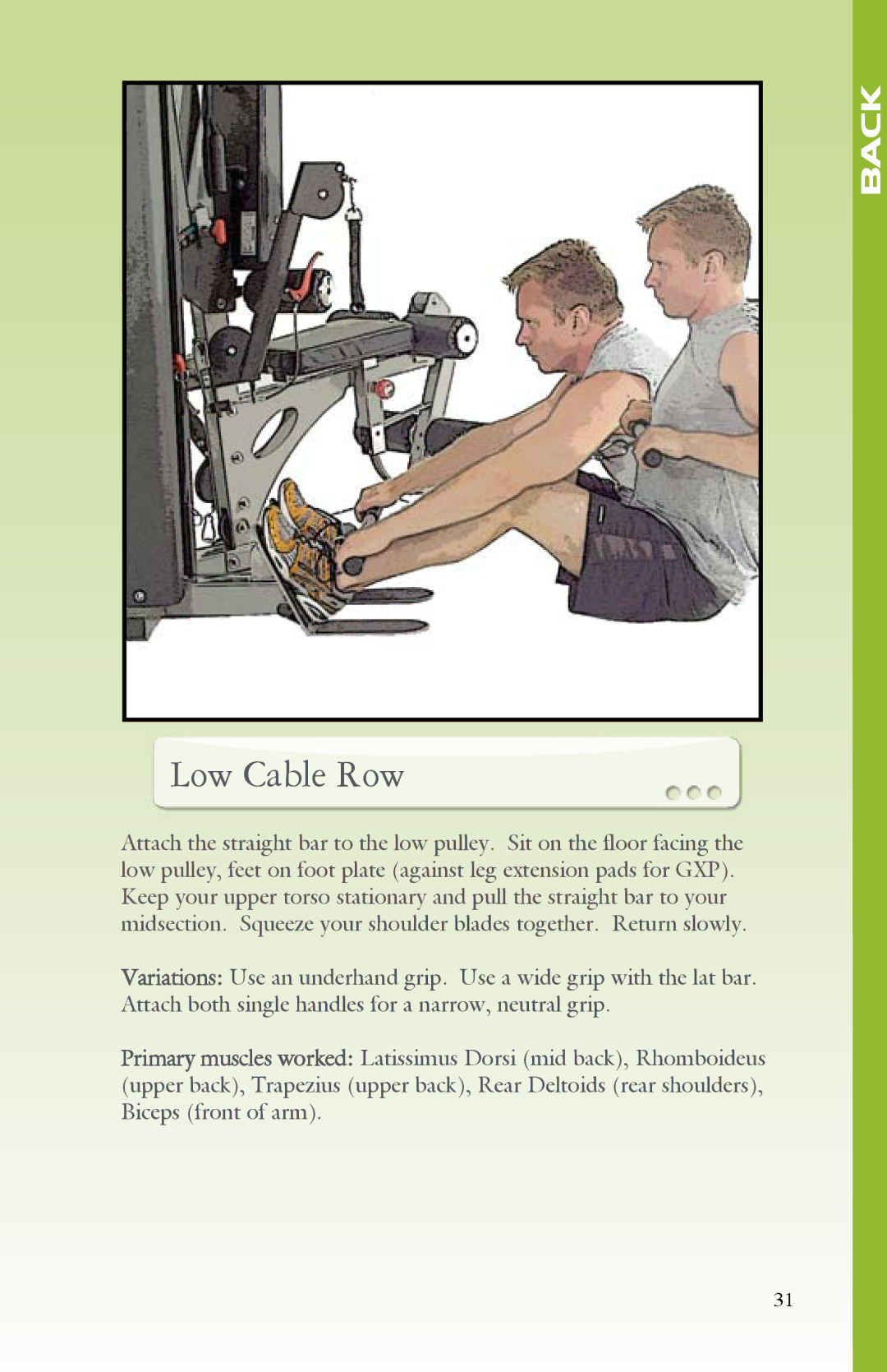 BodyCraft Strength Training System manual Low Cable Row 