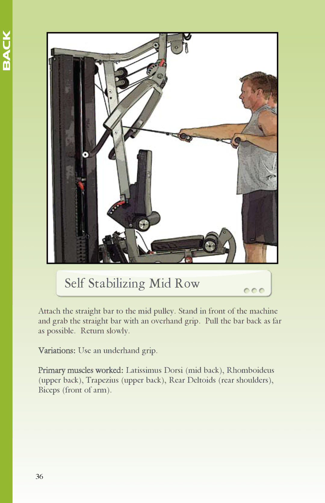 BodyCraft Strength Training System manual Self Stabilizing Mid Row 