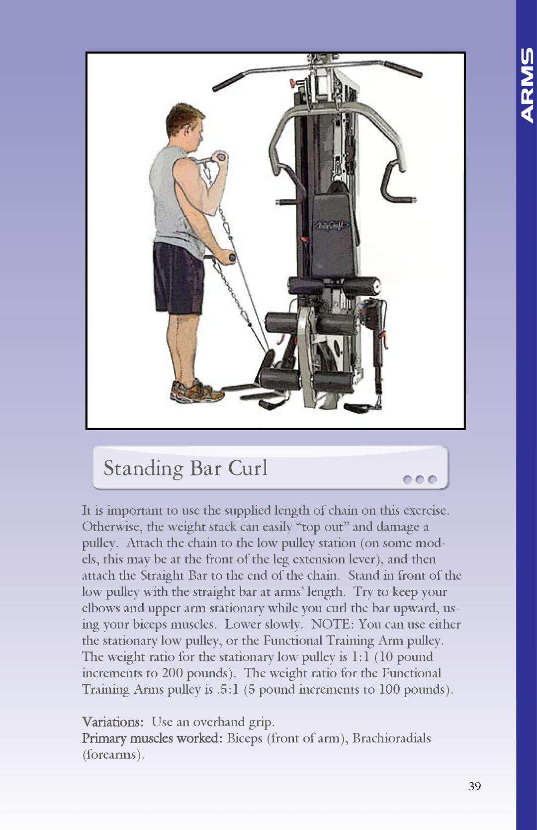 BodyCraft Strength Training System manual Standing Bar Curl 