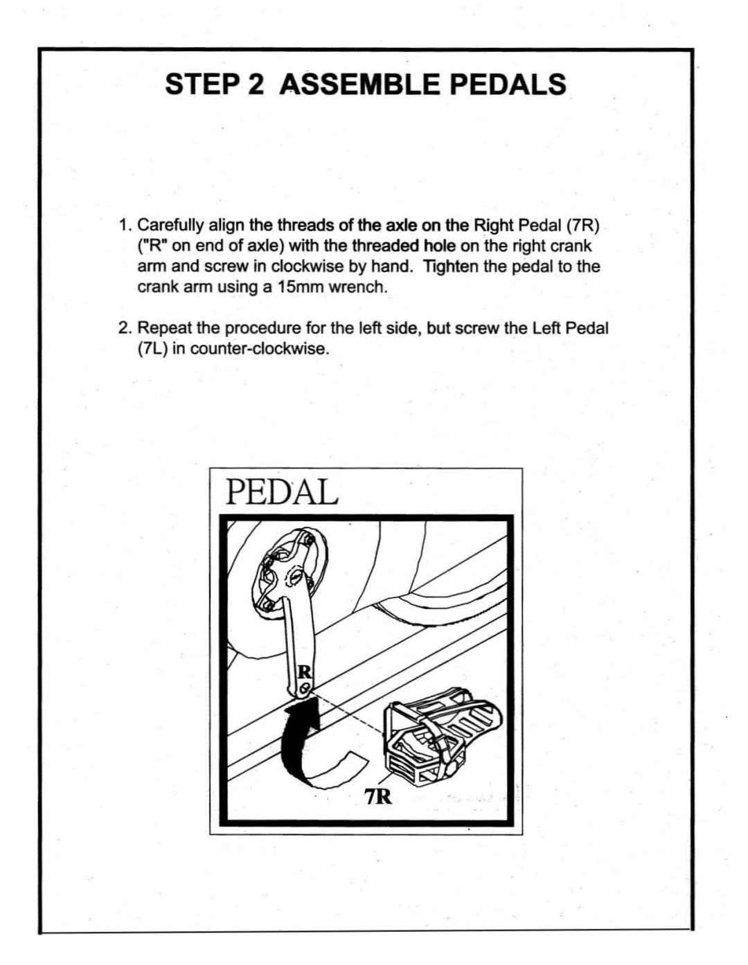 BodyCraft VF803J manual Assemble Pedals 
