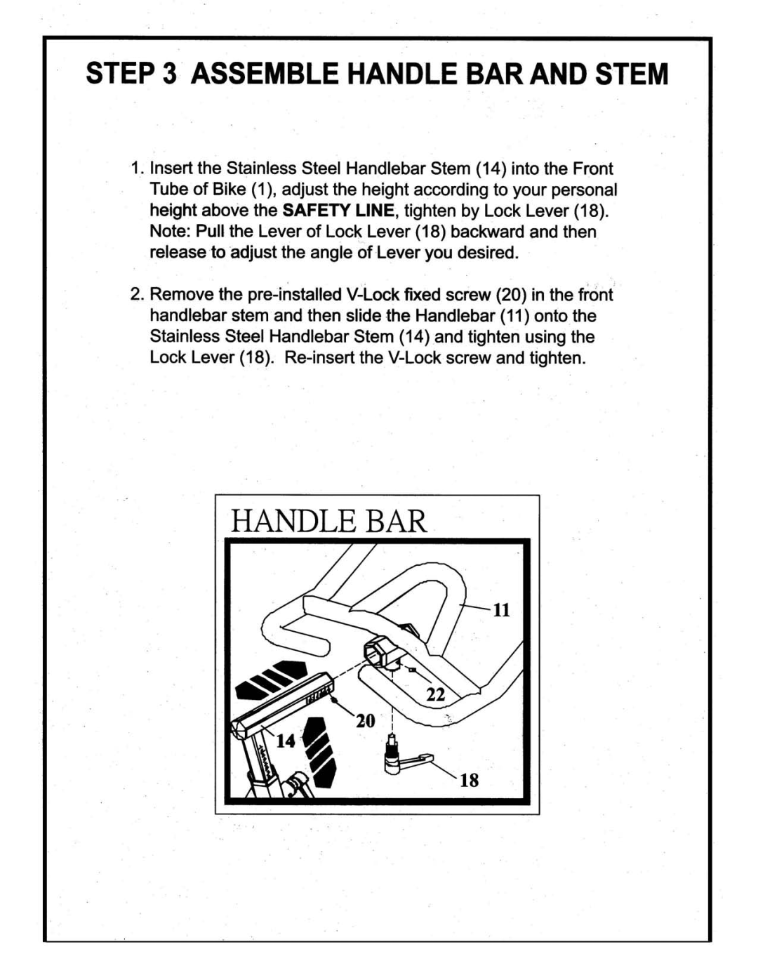 BodyCraft VF803J manual Handlebar, Assemble Handle Bar And Stem 
