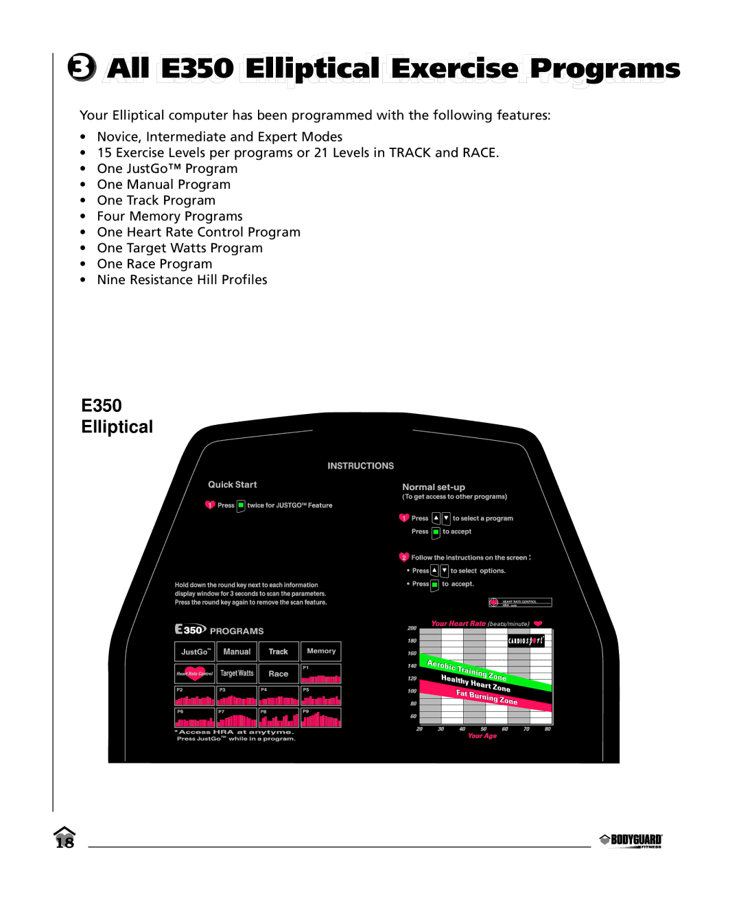 Bodyguard E350 Elliptical manual 