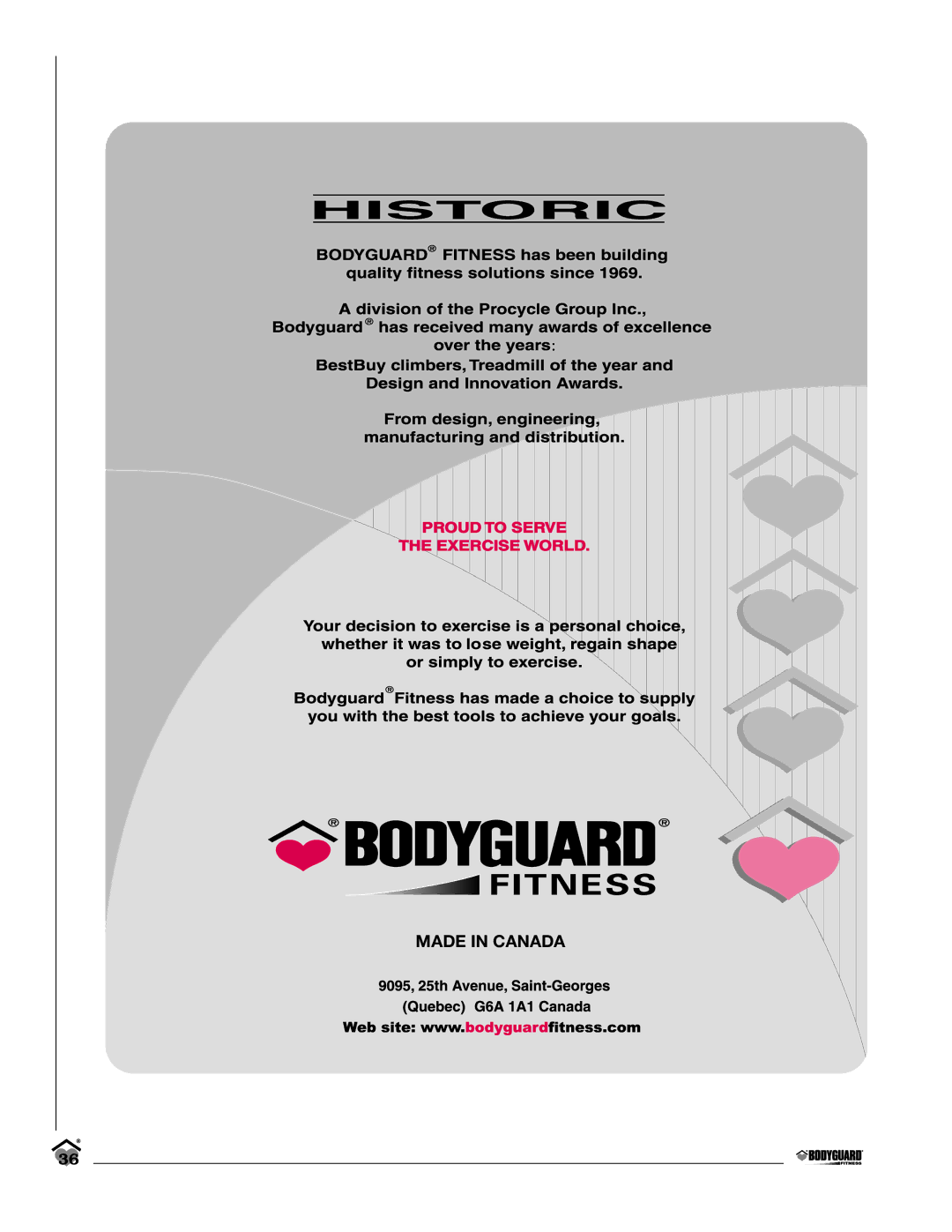 Bodyguard T700 manual Made in Canada 