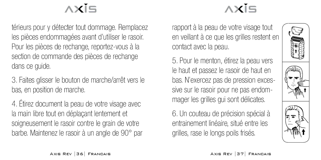 Bodyline Products International AX-1300 instruction manual Axis REV 36 Francais Axis REV 37 Francais 