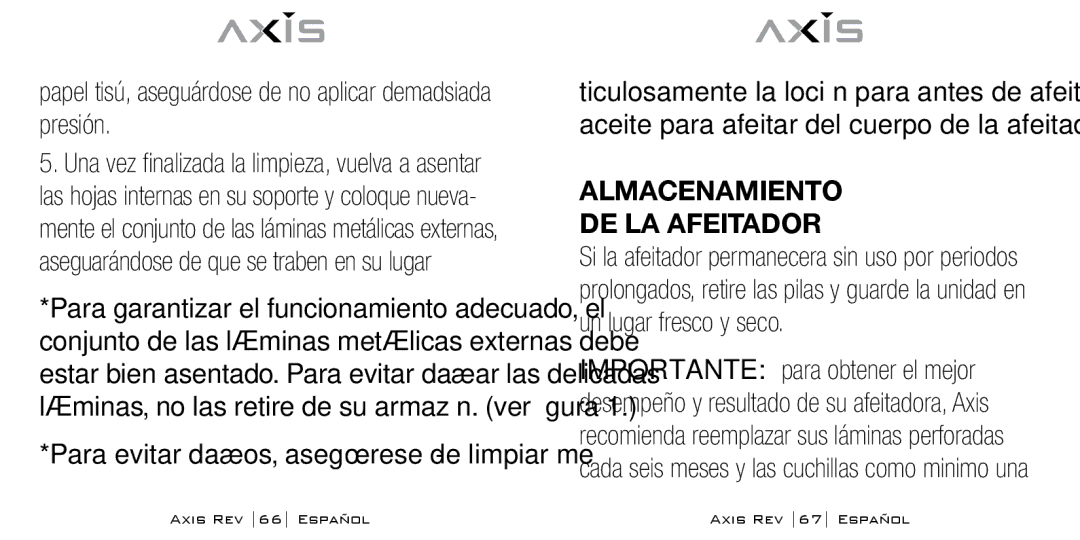 Bodyline Products International AX-1300 instruction manual Papel tisú, aseguárdose de no aplicar demadsiada presión 