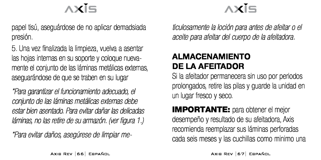 Bodyline Products International AX-1300 instruction manual papel tisú, aseguárdose de no aplicar demadsiada presión 