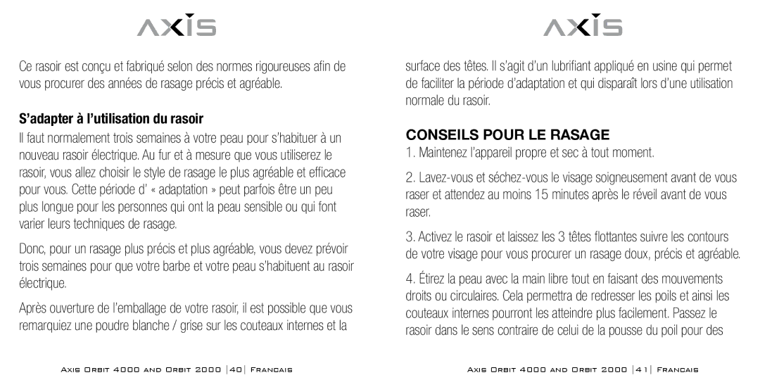 Bodyline Products International AX-2330, AX-2320 ’adapter à l’utilisation du rasoir, Conseils Pour LE Rasage 