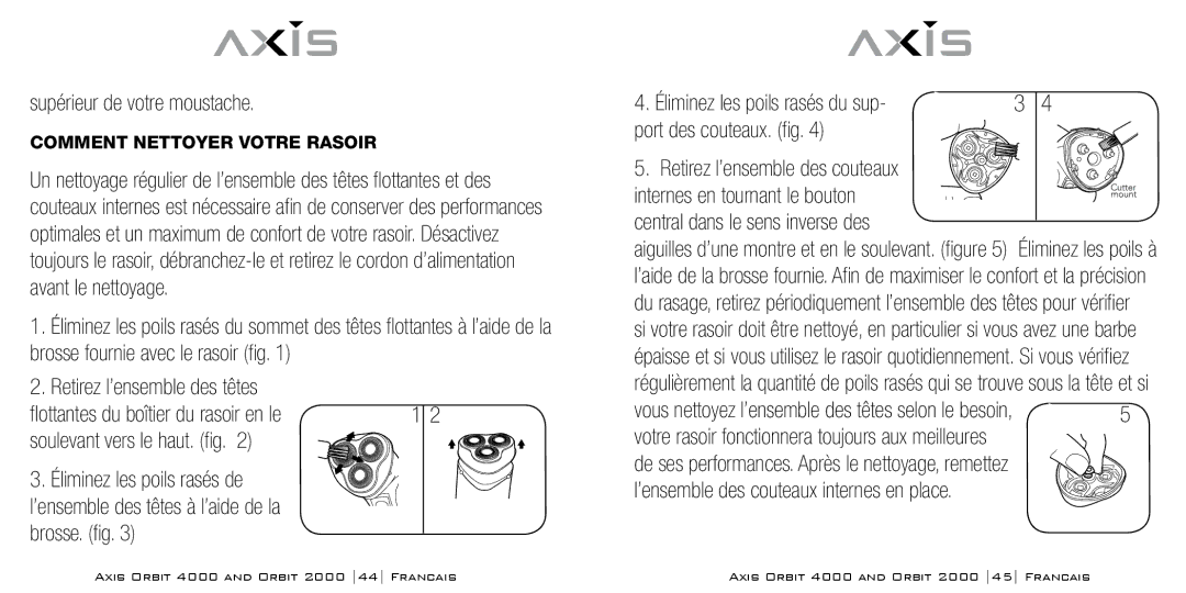 Bodyline Products International AX-2330, AX-2320 Supérieur de votre moustache, Retirez l’ensemble des têtes 