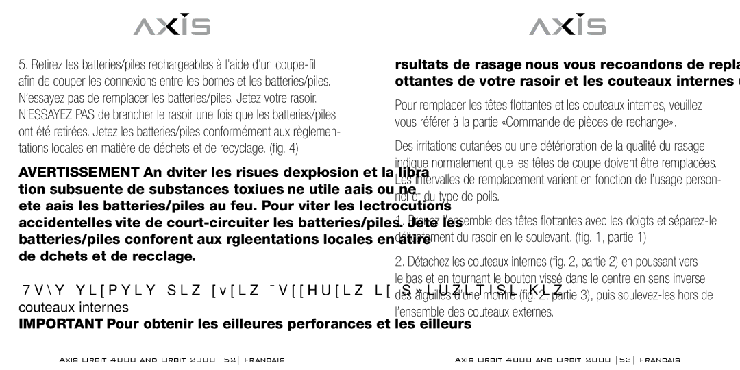 Bodyline Products International AX-2330, AX-2320 Détachez les couteaux internes , partie 2 en poussant vers 