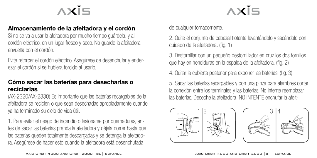 Bodyline Products International AX-2330 Cómo sacar las baterías para desecharlas o reciclarlas, De cualquier tomacorriente 