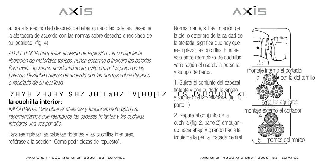 Bodyline Products International AX-2320, AX-2330 instruction manual Montaje interno el cortador, Perilla del tornillo 