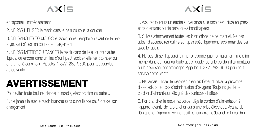 Bodyline Products International AX-4330 instruction manual Avertissement, Er l’appareil immédiatement 