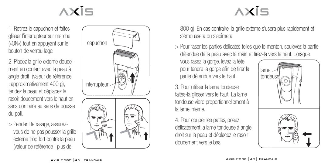 Bodyline Products International AX-4330 instruction manual Capuchon Interrupteur 