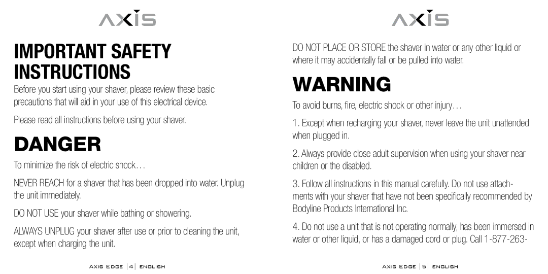 Bodyline Products International AX-4330 instruction manual Important Safety Instructions 