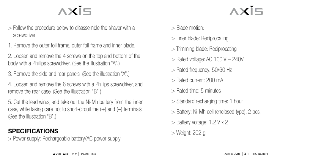 Bodyline Products International AX-5330 Specifications, Remove the side and rear panels. See the illustration a 