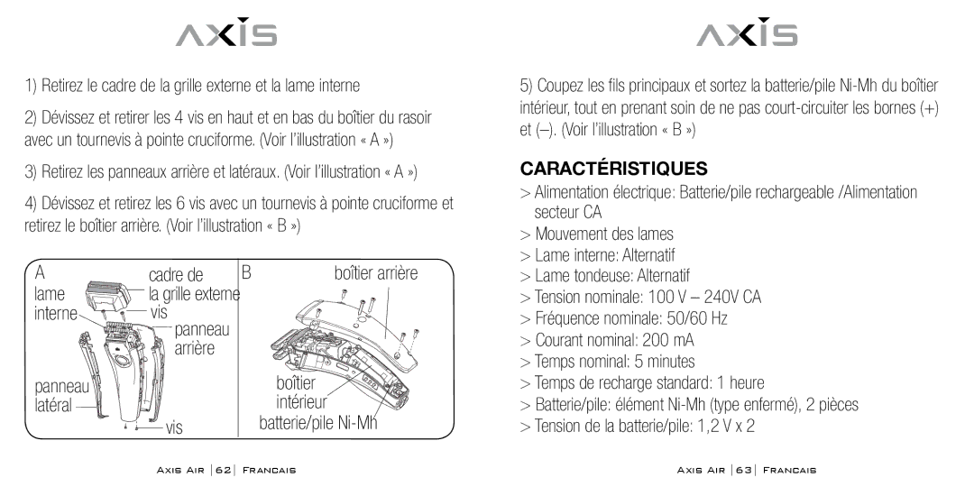 Bodyline Products International AX-5330 instruction manual Caractéristiques 