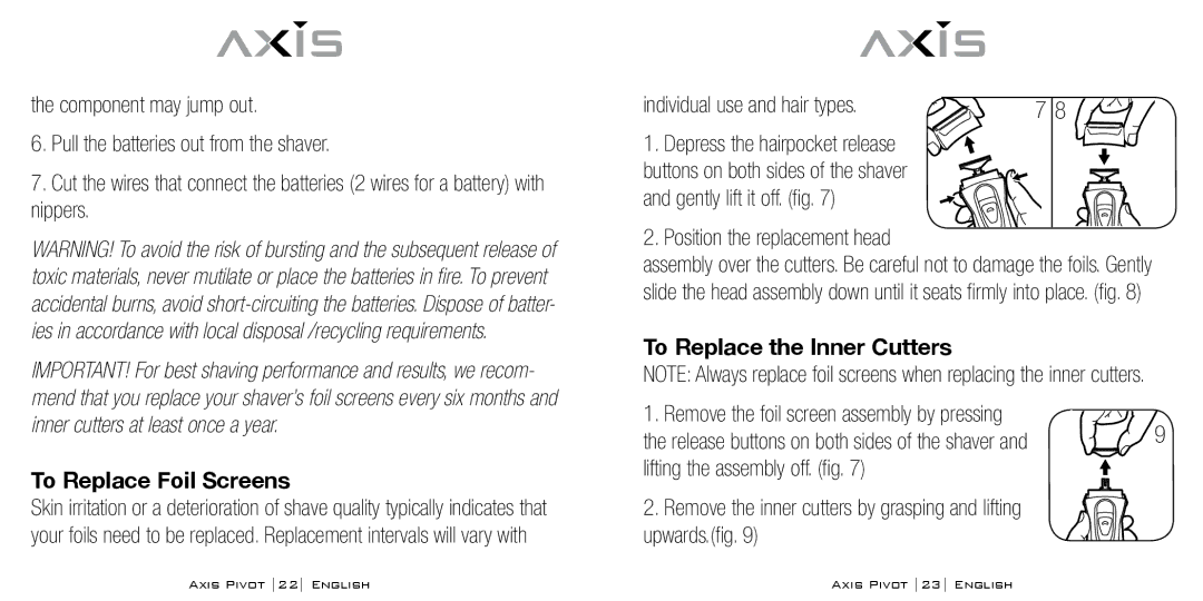 Bodyline Products International AX1330 To Replace Foil Screens, Individual use and hair types, Gently lift it off. fig 