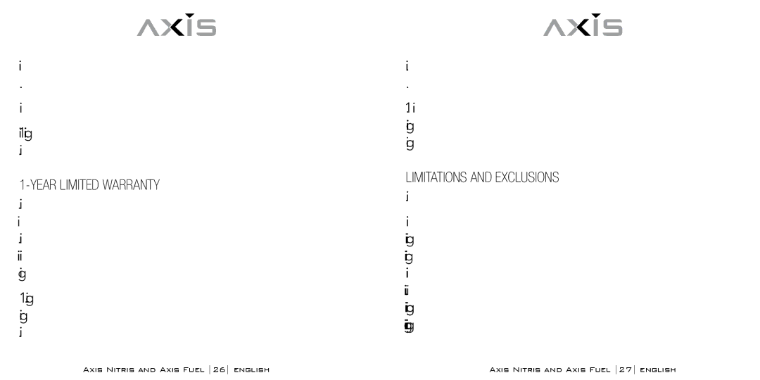 Bodyline Products International AX3331, AX3335 instruction manual Year Limited Warranty, Limitations and Exclusions 