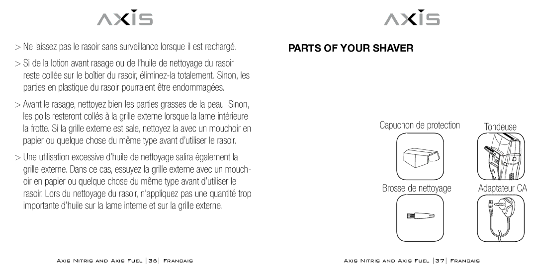 Bodyline Products International AX3335, AX3331 instruction manual Brosse de nettoyage, Capuchon de protection 