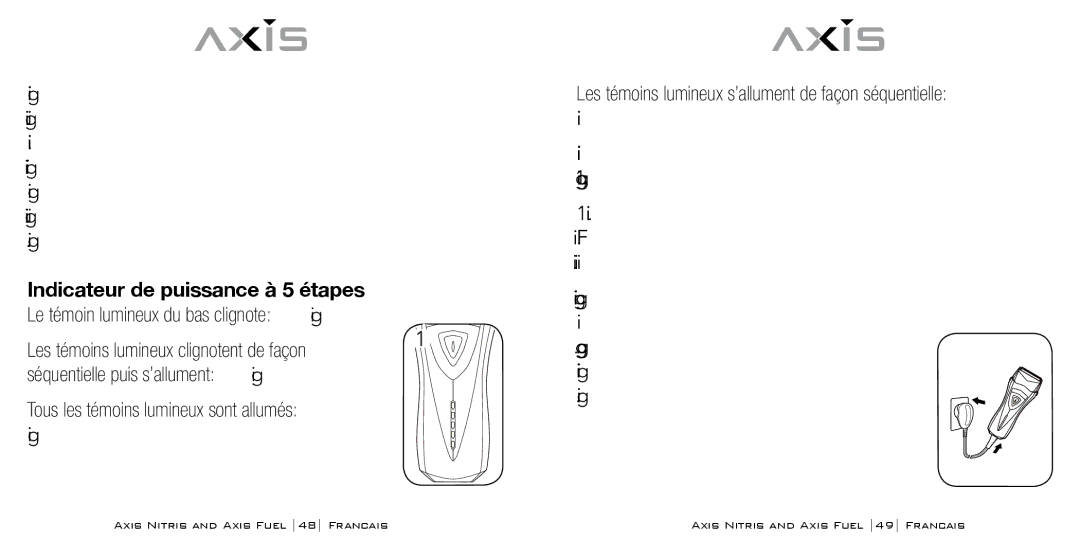 Bodyline Products International AX3335, AX3331 instruction manual Indicateur de puissance à 5 étapes 