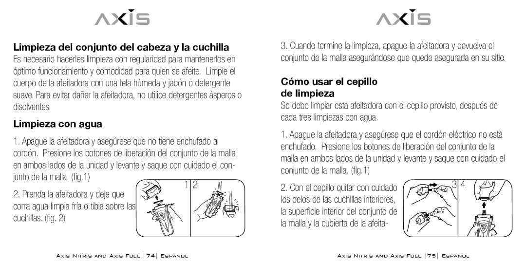 Bodyline Products International AX3331, AX3335 Limpieza con agua, Junto de la malla, Cómo usar el cepillo de limpieza 