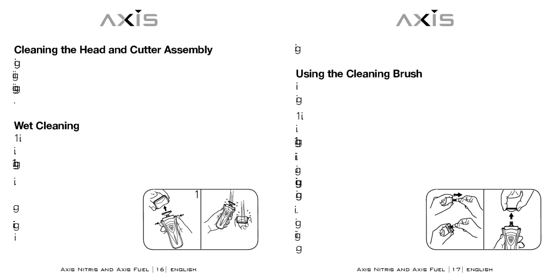 Bodyline Products International AX3335 Cleaning the Head and Cutter Assembly, Wet Cleaning, Using the Cleaning Brush 