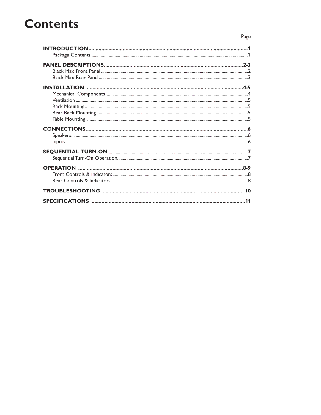 Bogen & X600 manual Contents 