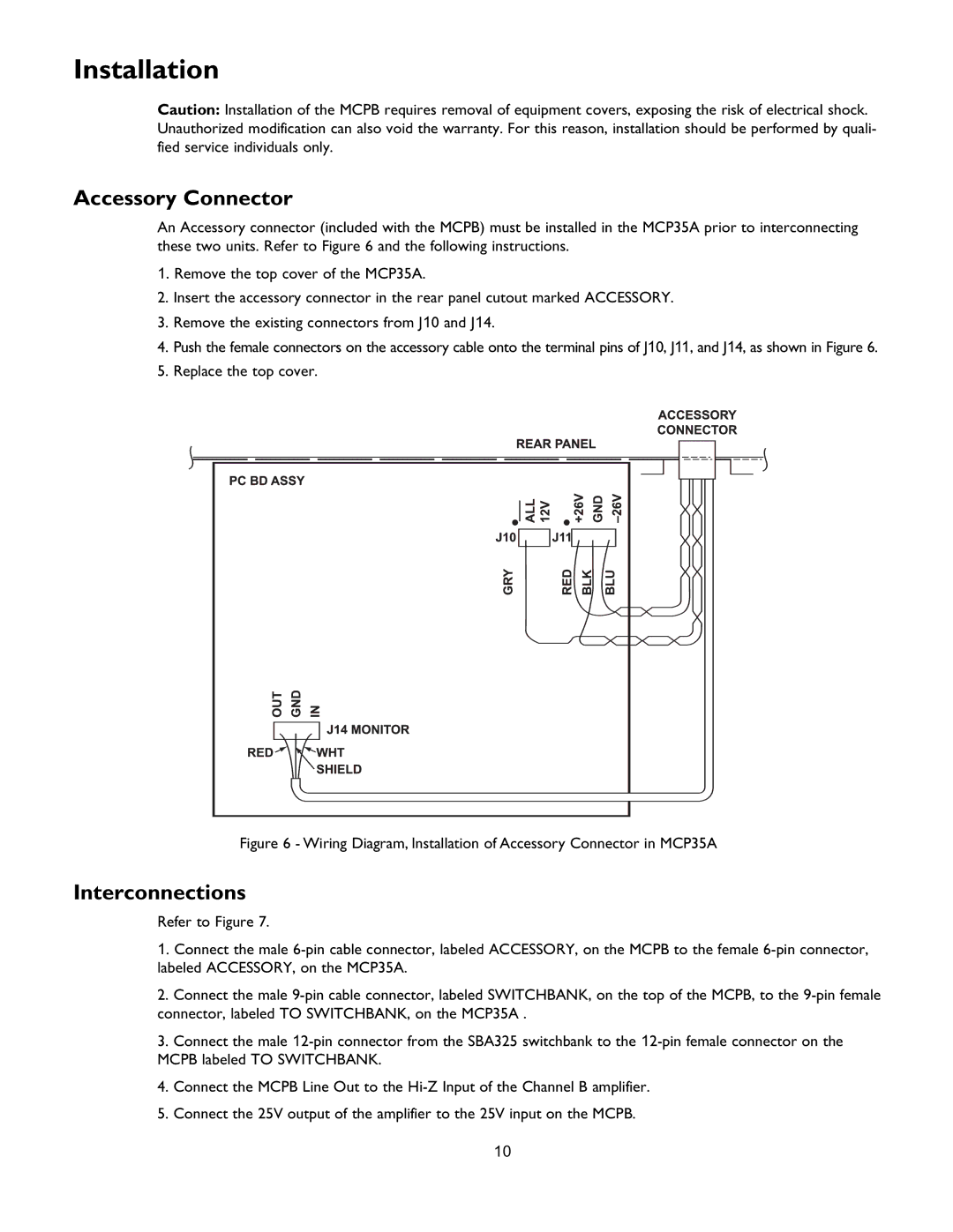 Bogen MCPB, 2233R, 2223R, 115B user manual Installation, Accessory Connector, Interconnections 