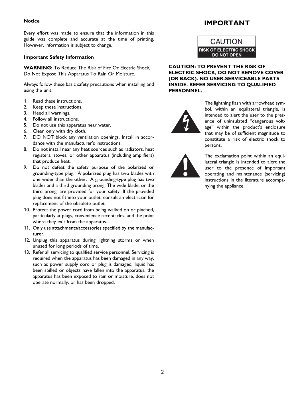 Bogen MCPB, 2233R, 2223R, 115B user manual Important Safety Information 