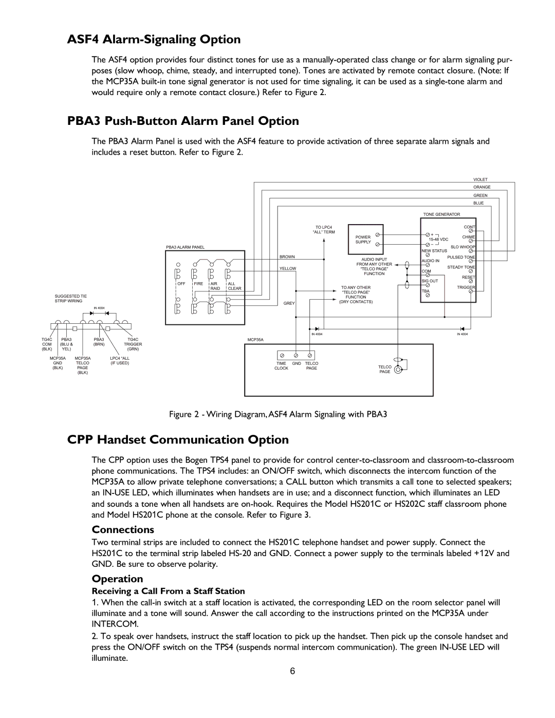 Bogen MCPB, 2233R, 2223R ASF4 Alarm-Signaling Option, PBA3 Push-Button Alarm Panel Option, CPP Handset Communication Option 