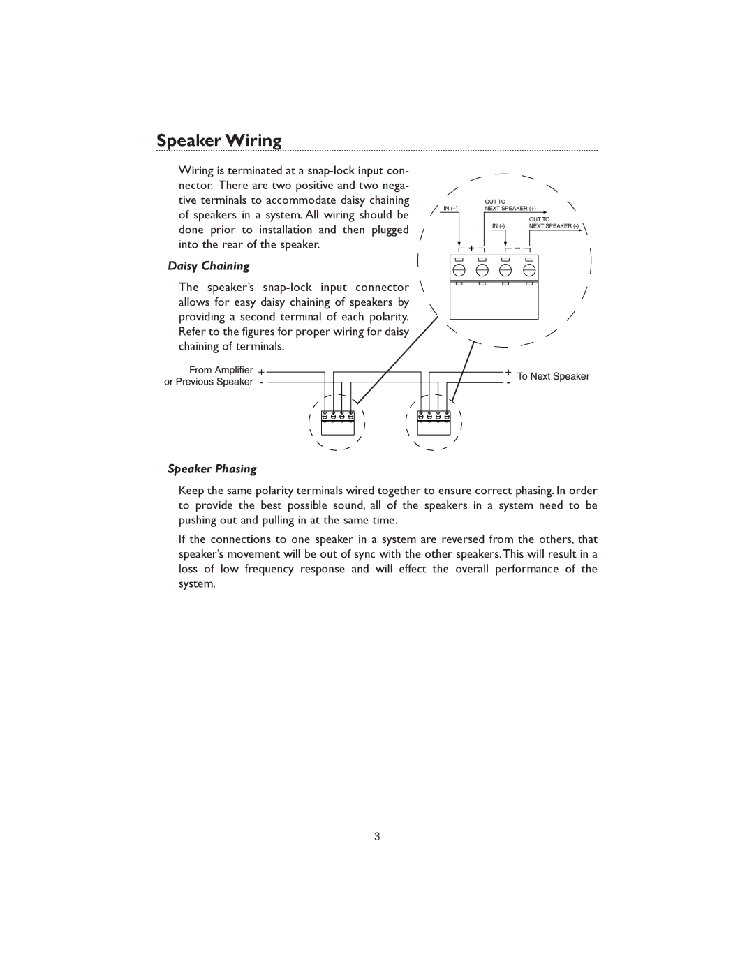 Bogen 700286206, 700286198 specifications Speaker Wiring, Daisy Chaining, Speaker Phasing 