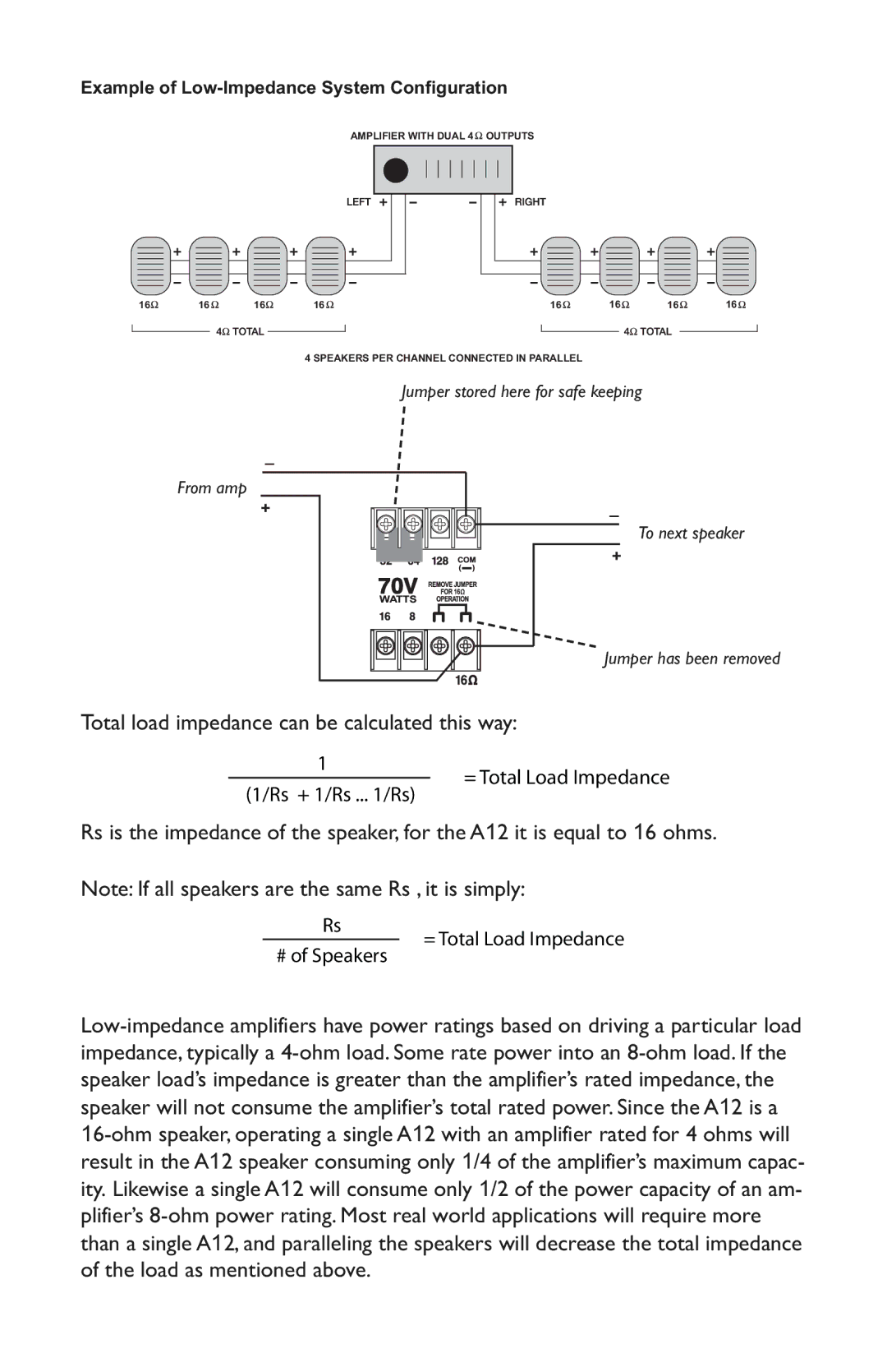 Bogen A12 specifications Total load impedance can be calculated this way 