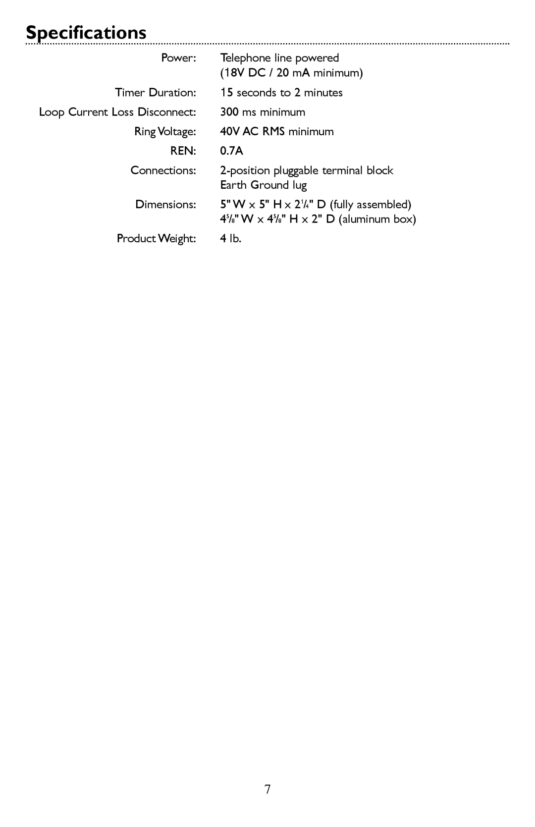 Bogen ADP1 specifications Specifications, Ren 