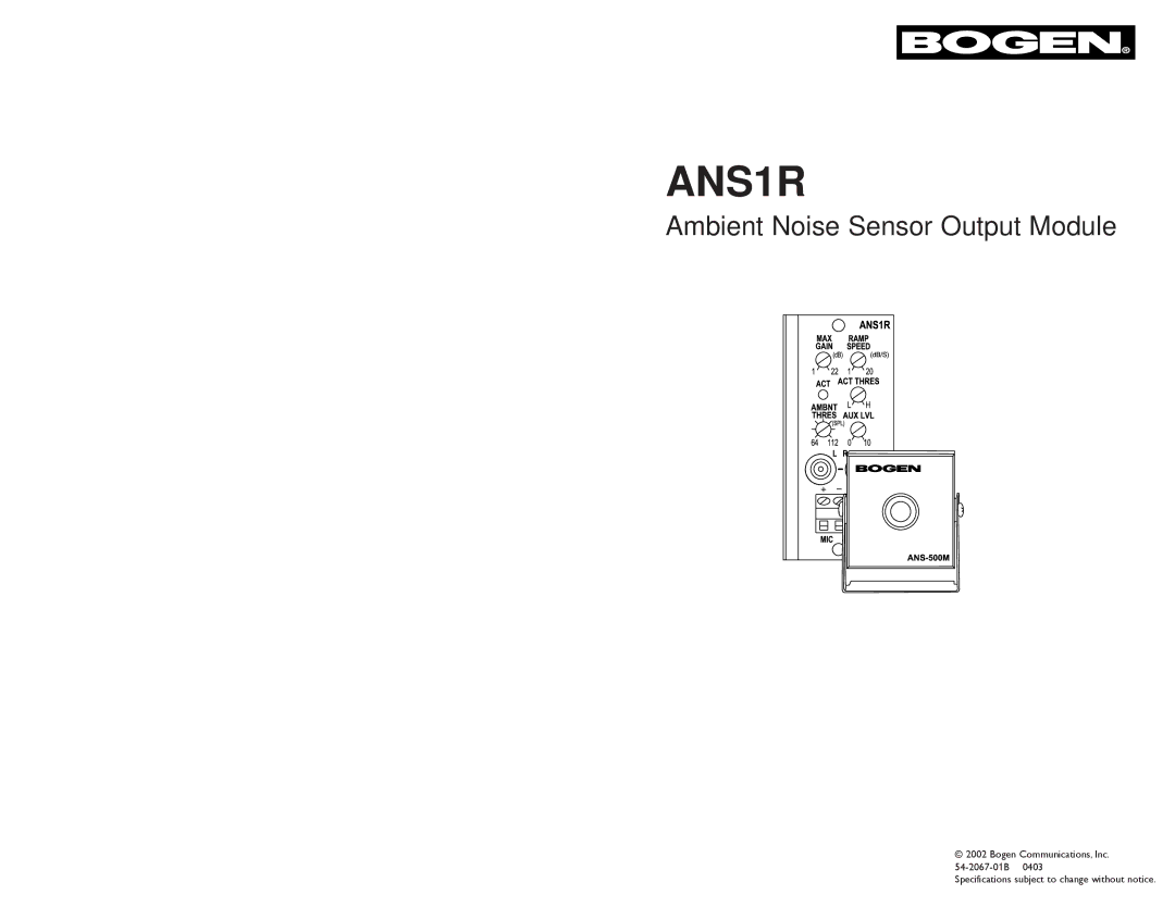 Bogen ANS1R specifications 