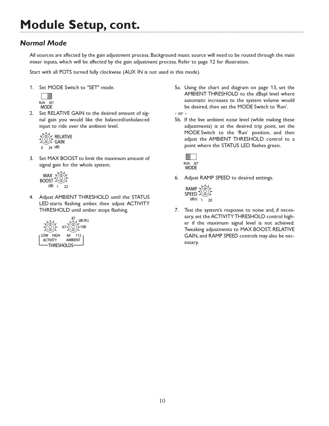 Bogen ANS501 specifications Module Setup, Normal Mode 