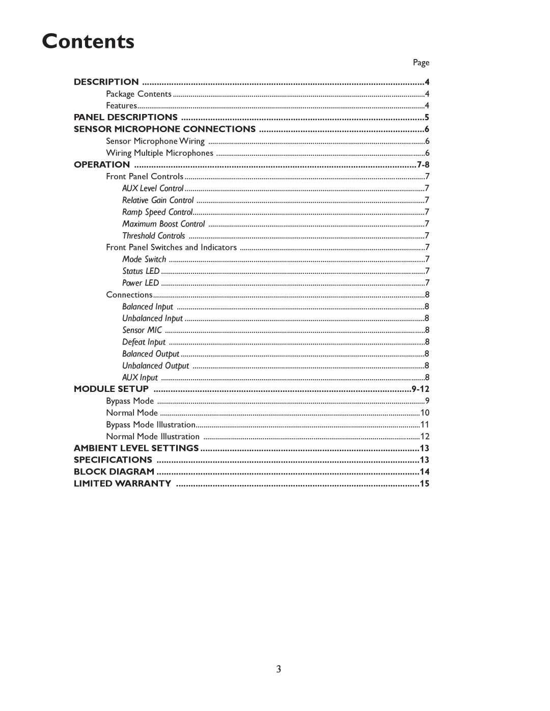 Bogen ANS501 specifications Contents, 9-12 