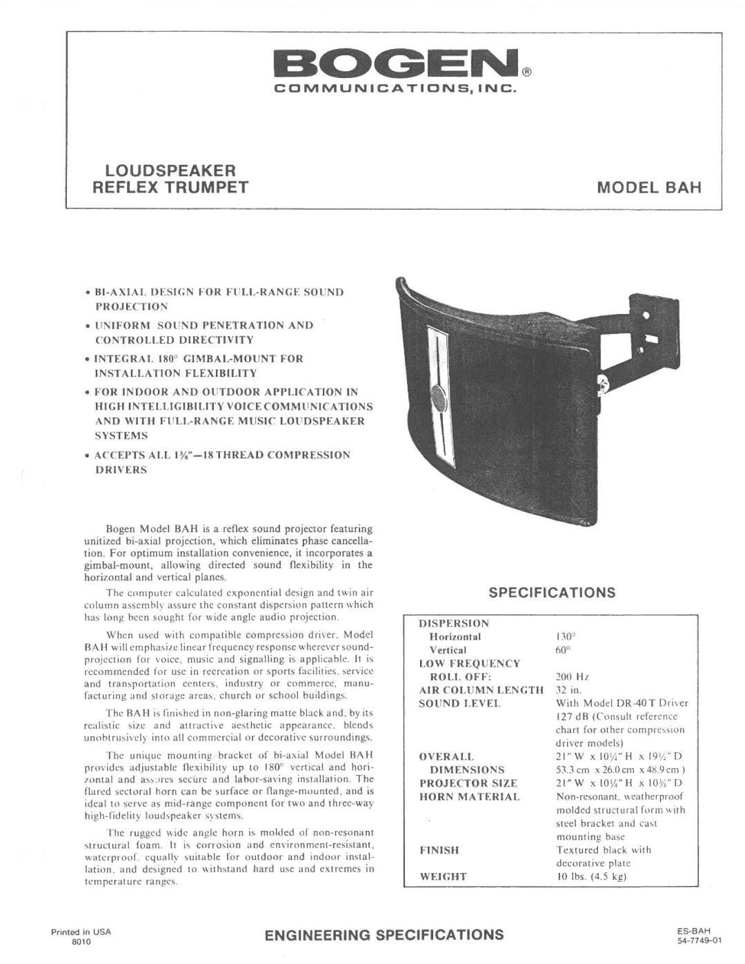 Bogen BAH manual 