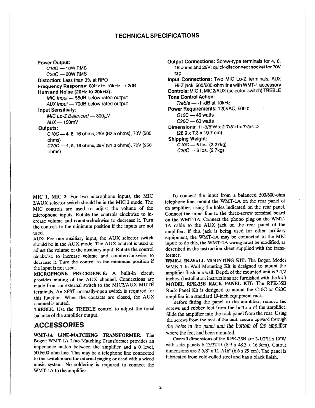 Bogen C10C, C20C manual 