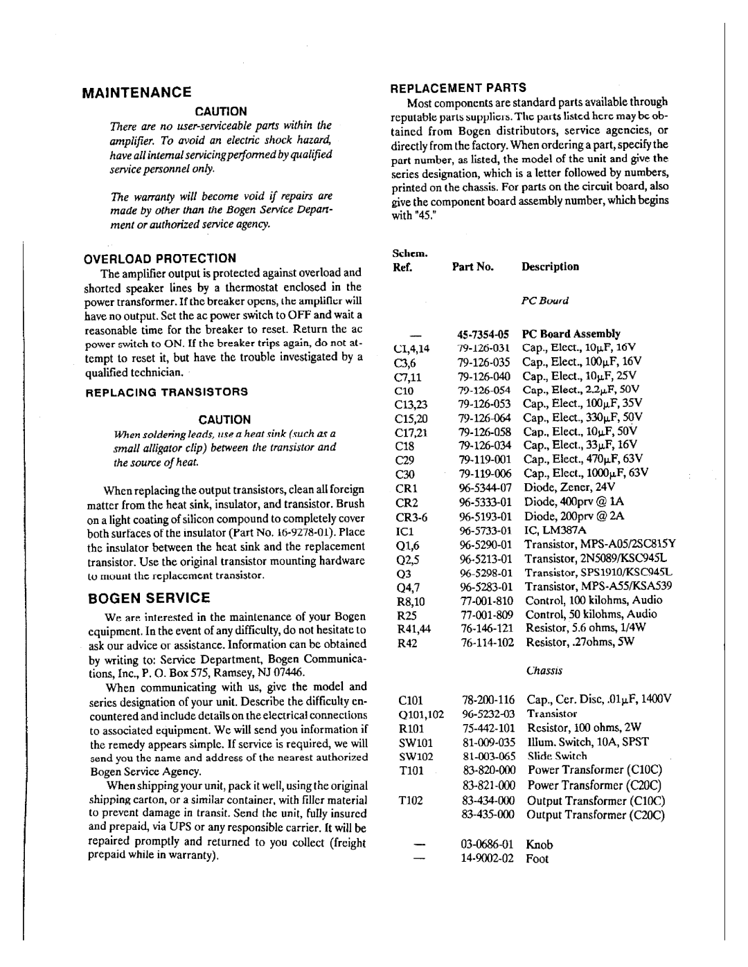 Bogen C10C, C20C manual 