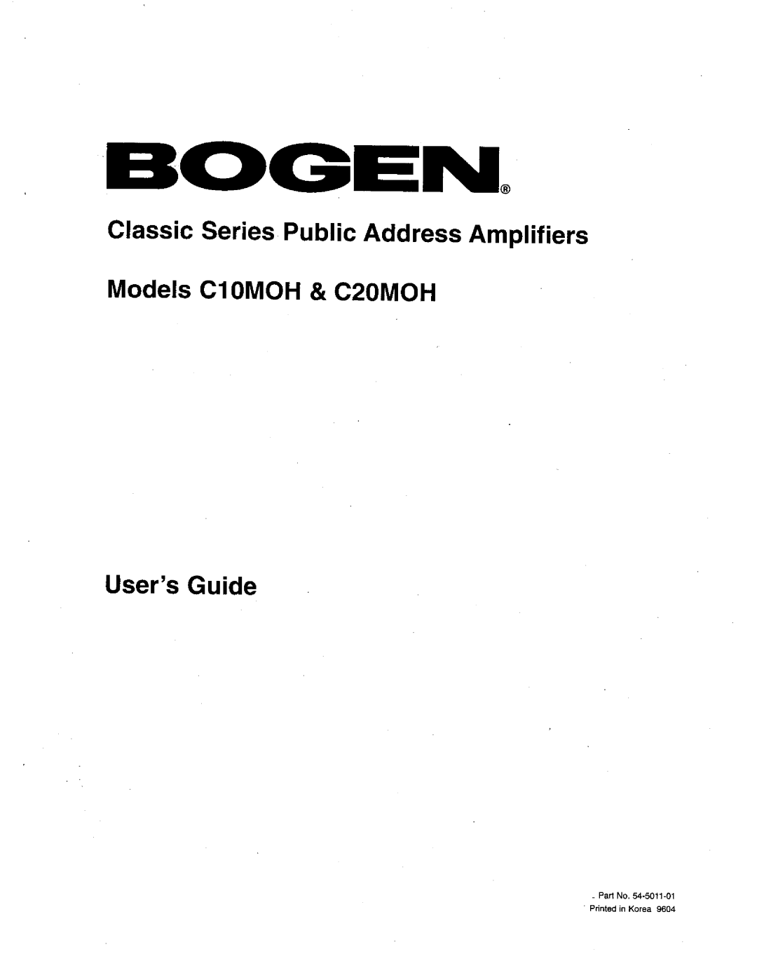 Bogen C10MOH manual 