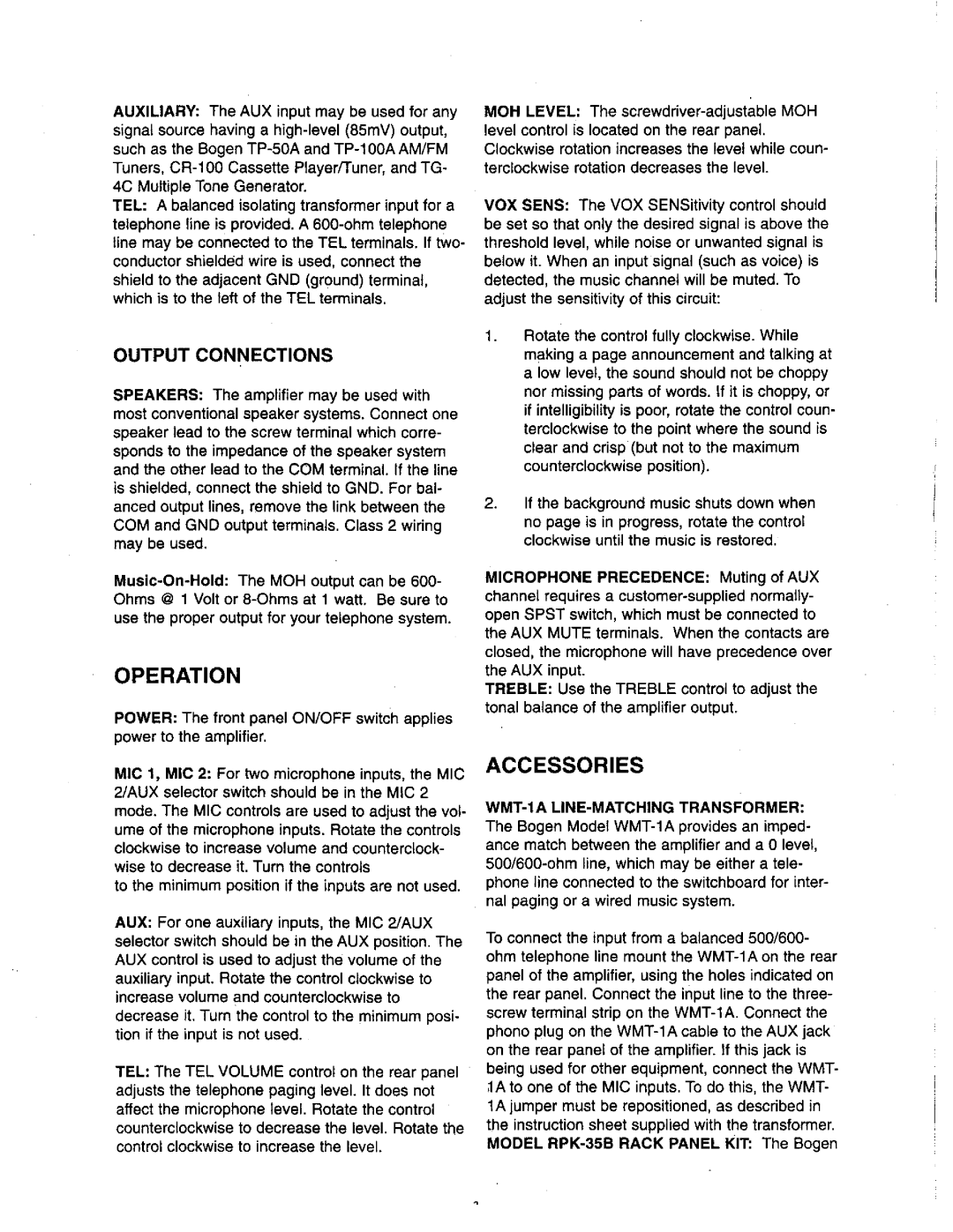 Bogen C10MOH manual 